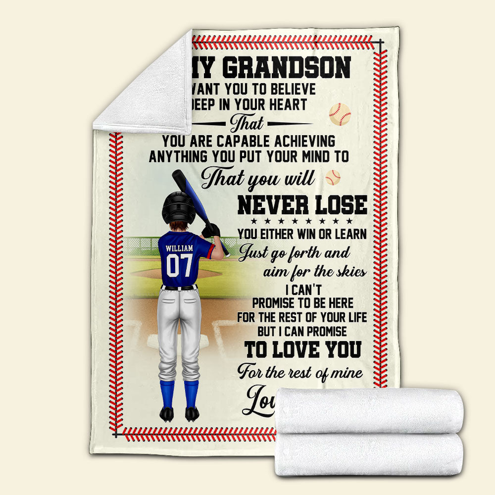 Personalized Baseball Love Blanket for Grandson Blanket PopCulturePrints