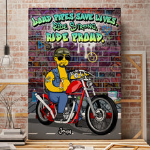 Load image into Gallery viewer, Personalized Cartoon Biker Canvas - Loud Pipes Save Lives Poster &amp; Canvas PopCulturePrints
