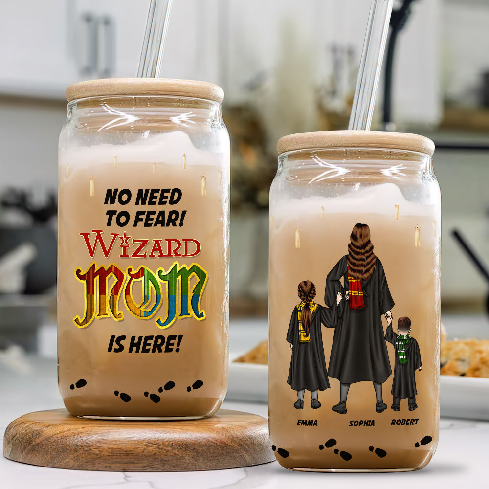 Personalized Wizard Dad Glass Can - Magic Family Gift