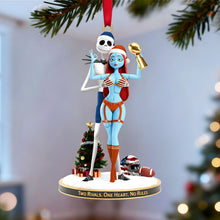 Load image into Gallery viewer, &quot;Two Rivals. One Heart. No Rules.&quot; – Personalized Christmas Ornament for Sports Couples Ornament PopCulturePrints
