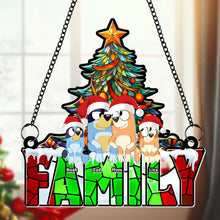 Load image into Gallery viewer, Personalized Family Cartoon Dog Christmas Suncatcher Ornament
