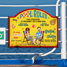 Load image into Gallery viewer, Summer Pool Rules Metal Sign - Personalized Gifts for Couples Metal Signs PopCulturePrints
