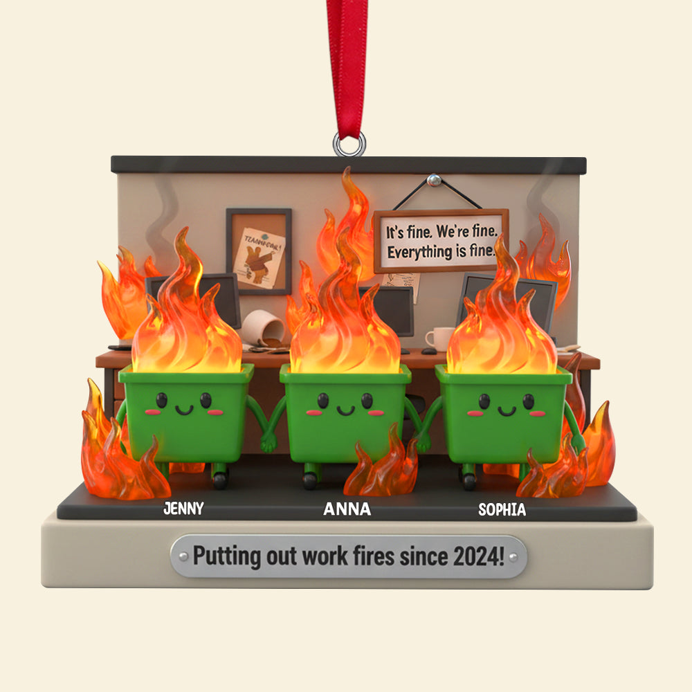 "Putting out work fires since 2024!" - Personalized Christmas Ornament for Coworkers Ornament PopCulturePrints