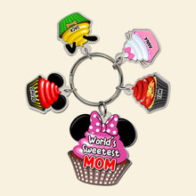 Load image into Gallery viewer, Custom Cupcake Charm Keychain - World&#39;s Sweetest Mom Keychains PopCulturePrints
