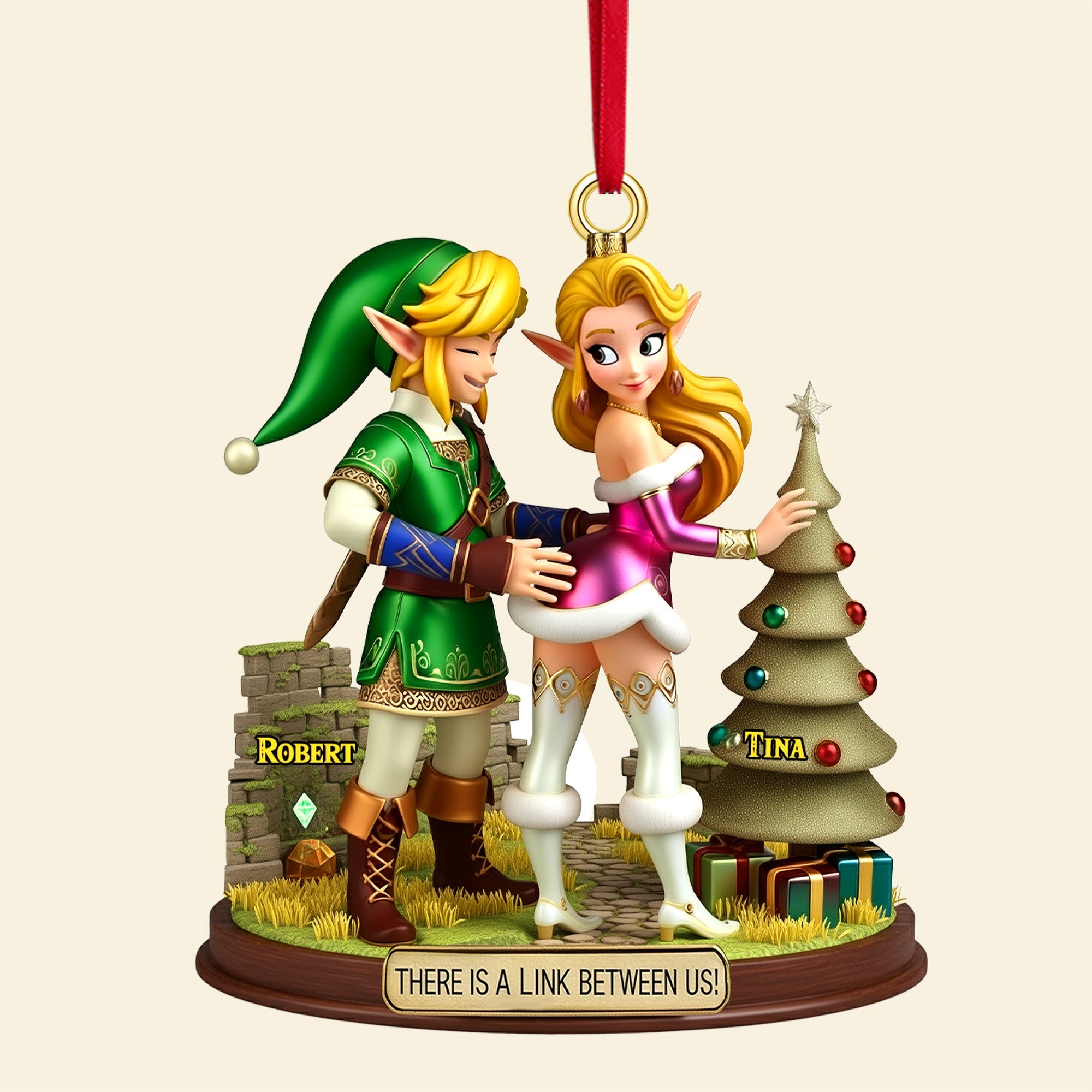 “There is a Link Between Us!” - Unique Personalized Couple Christmas Ornament Ornament PopCulturePrints