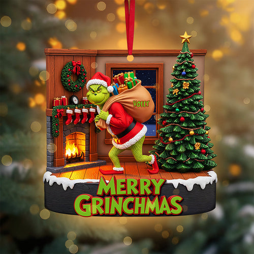 Funny Green Monster Ornament - A Personalized Grinchmas Gift for Everyone Ornament PopCulturePrints