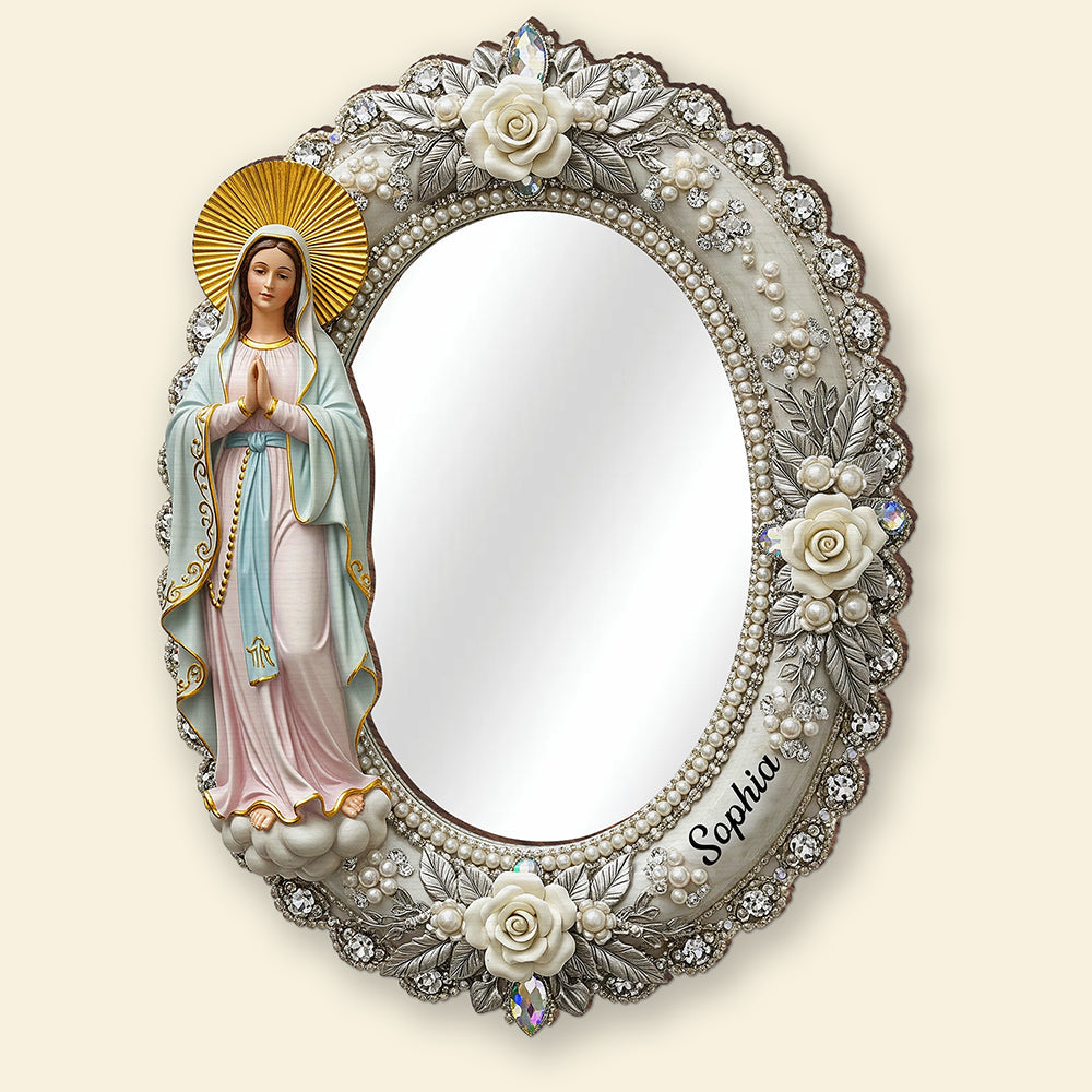 “Embrace Divine Grace” - Personalized Virgin Mary Mirror - Meaningful Gift for Believers & Loved Ones Mirror PopCulturePrints