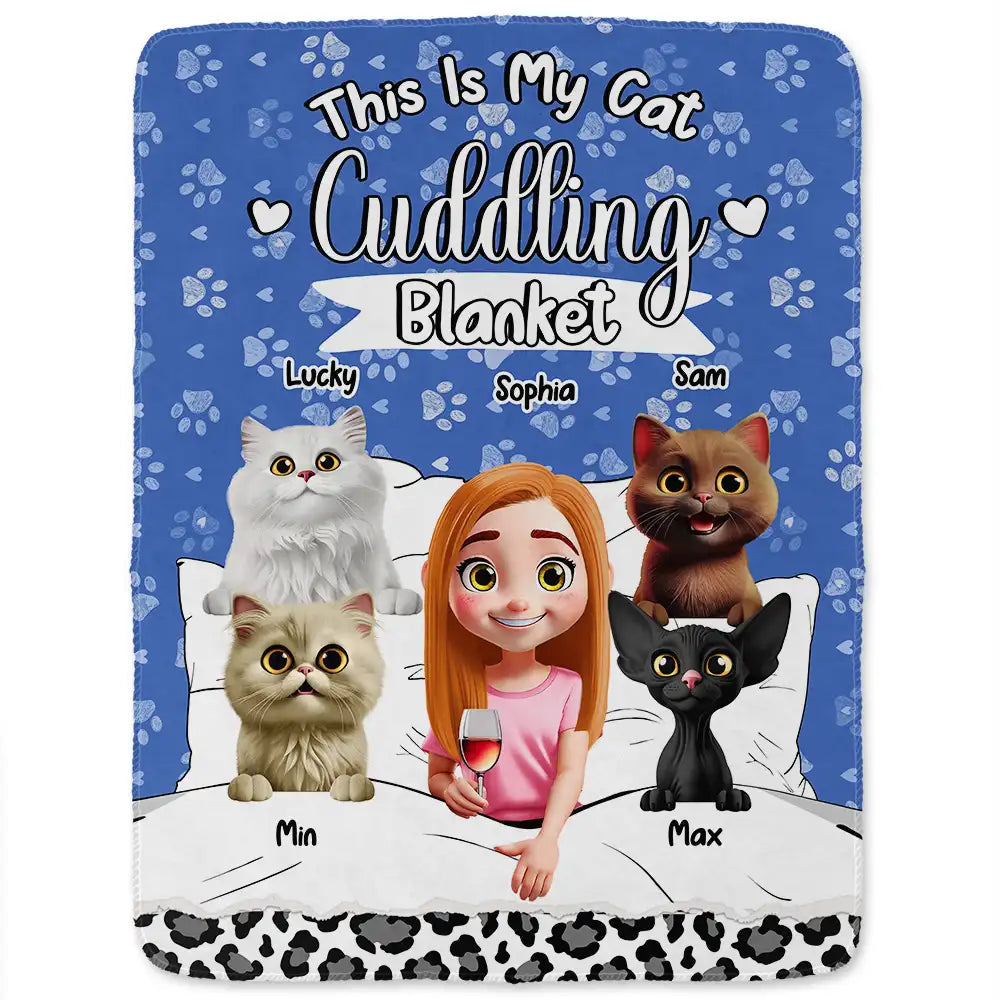 This Is My Cat Cuddling Blanket - Personalized Fleece Blanket for Cat Lovers Fleece Blanket PopCulturePrints