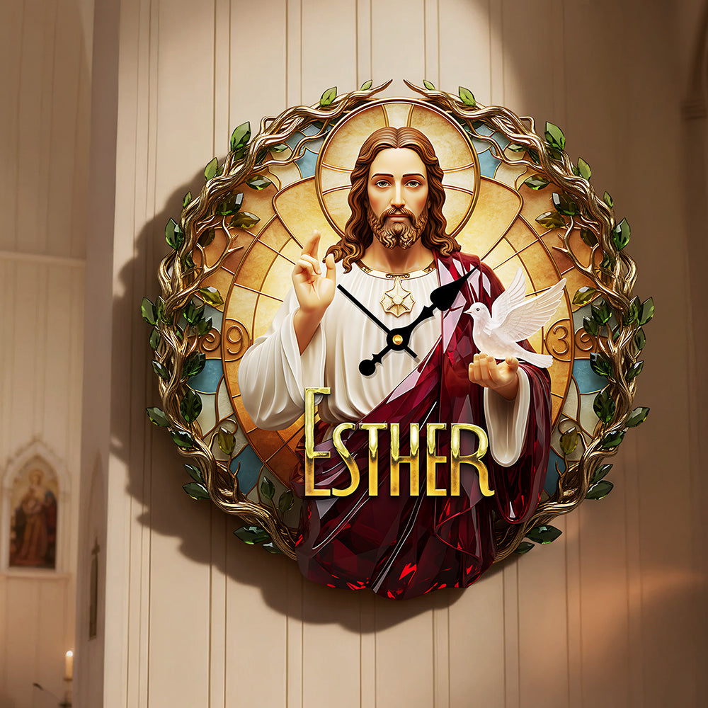 “Faith Brightens Every Moment” - Christian Acrylic Hanging Wall Clock - Personalized Gift for Christian Lovers Hanging Wall Clock PopCulturePrints
