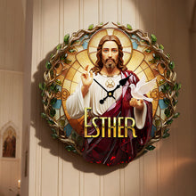 Load image into Gallery viewer, “Faith Brightens Every Moment” - Christian Acrylic Hanging Wall Clock - Personalized Gift for Christian Lovers Hanging Wall Clock PopCulturePrints
