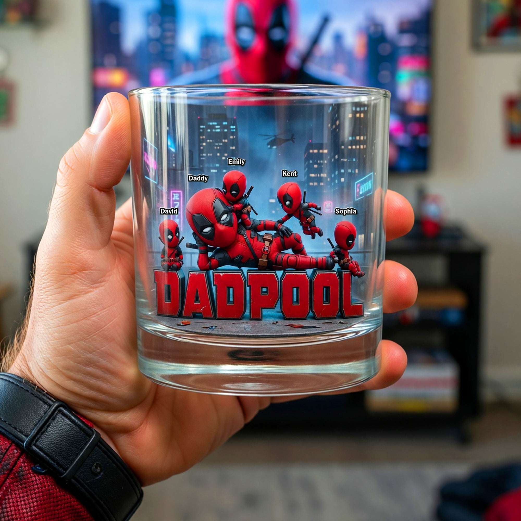 “Celebrate Dad with a Touch of Humor!” - Personalized Father's Day Hero Squad Round Glass - Gift for Dad, Grandpa & Kids Glass PopCulturePrints