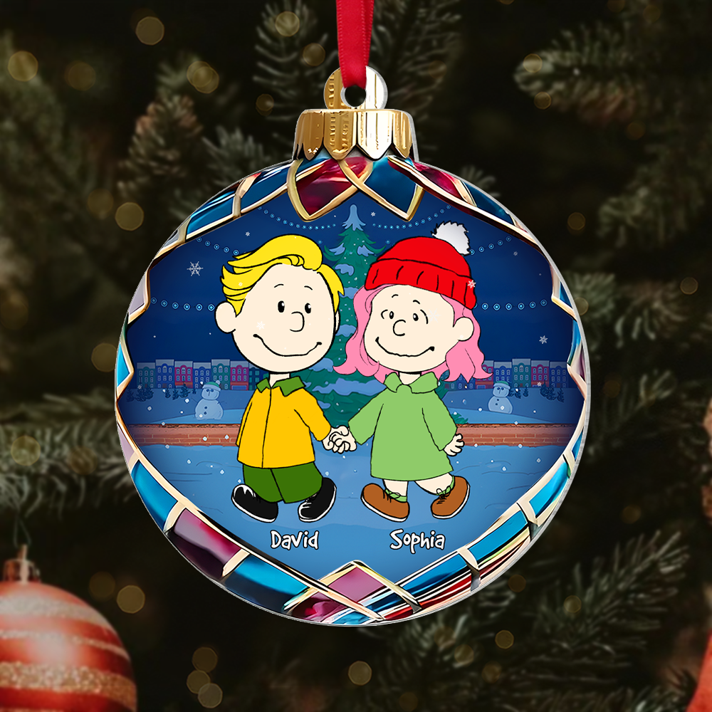 Custom Cartoon Couple Christmas Ornament