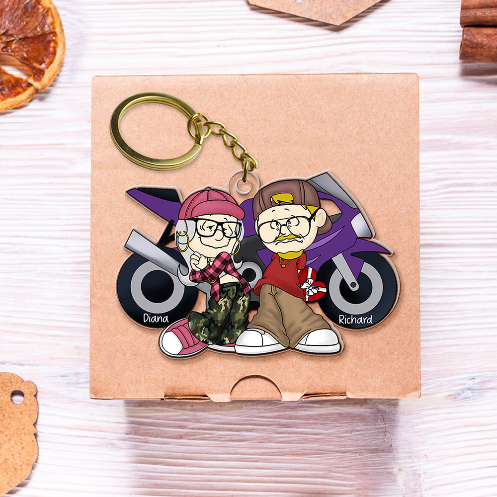 Custom Motorcycle Couple Keychain - Personalized Valentine's Day Gifts for Adventurers Keychains PopCulturePrints