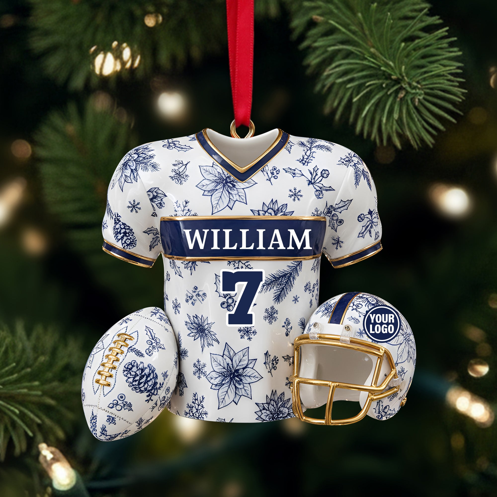 “Celebrate the Holidays with a Unique Touch!” - Personalized Christmas Sports Jersey Ornament - Perfect Gift for Sports Fans, Friends, and Family Ornament PopCulturePrints