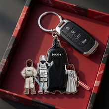 Load image into Gallery viewer, “May the Force Be With You” - Space Warrior Dad Keychain - Personalized Gift for Dads, Grandpas, and More Keychains PopCulturePrints
