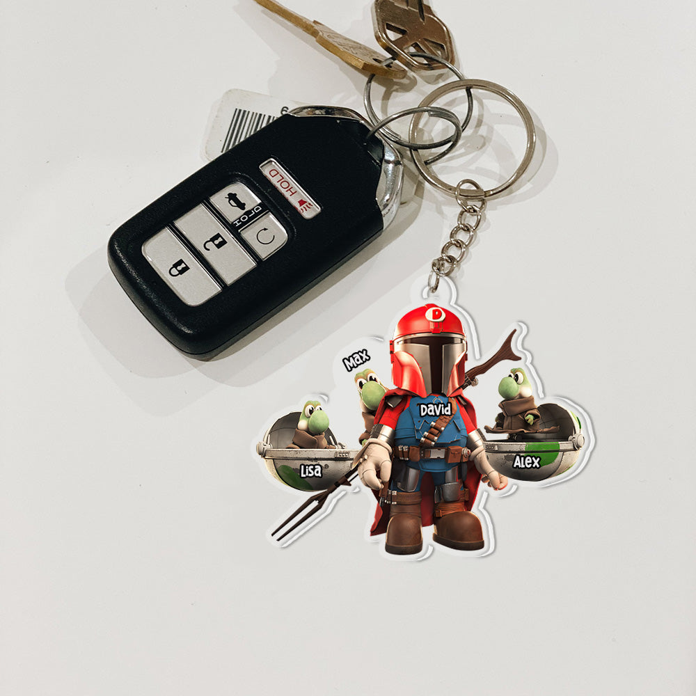 Personalized Dad Keychain - Star Hero Theme