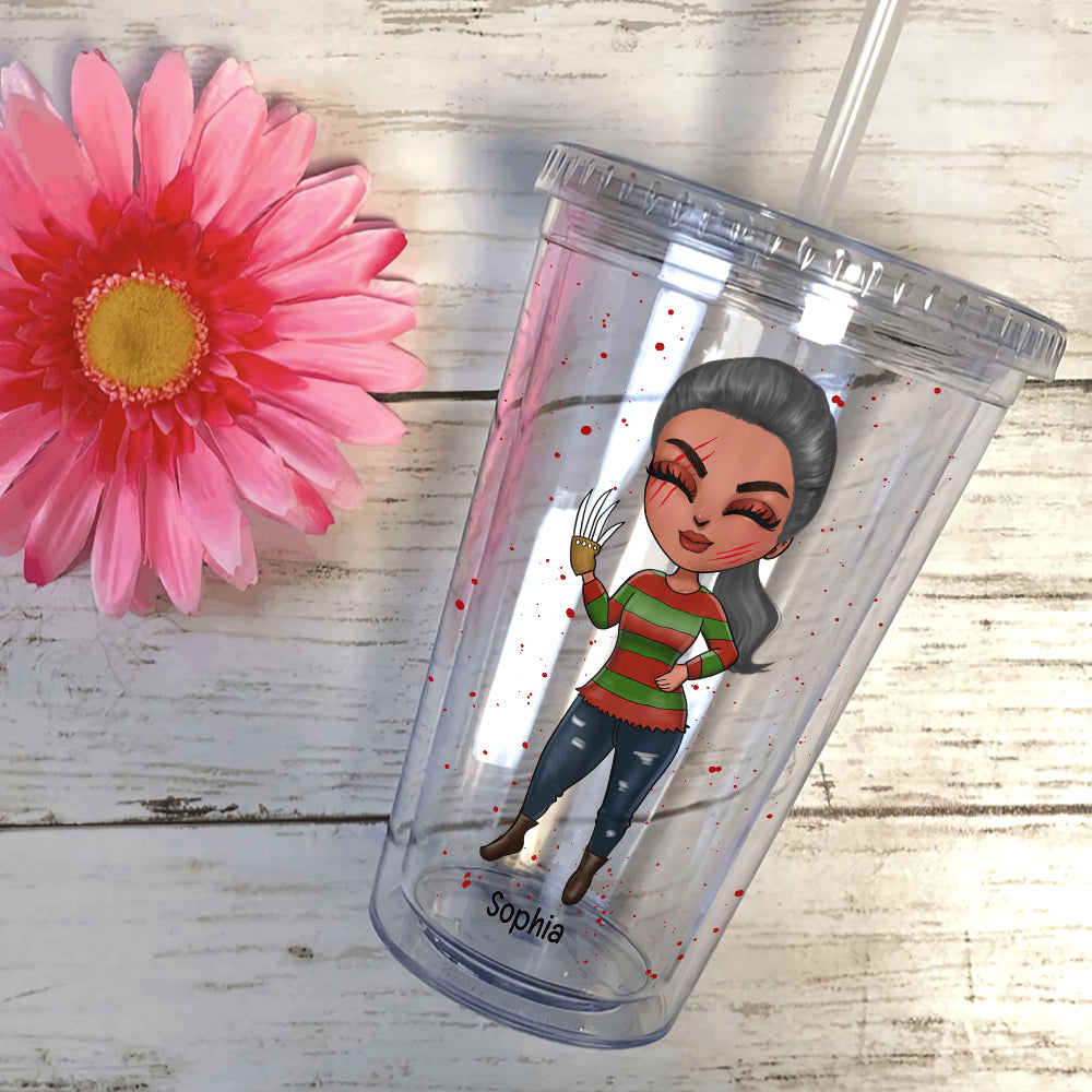 Personalized Horror Lover's Acrylic Tumbler - Murder Shows & Comfy Clothes Tumbler Cup PopCulturePrints