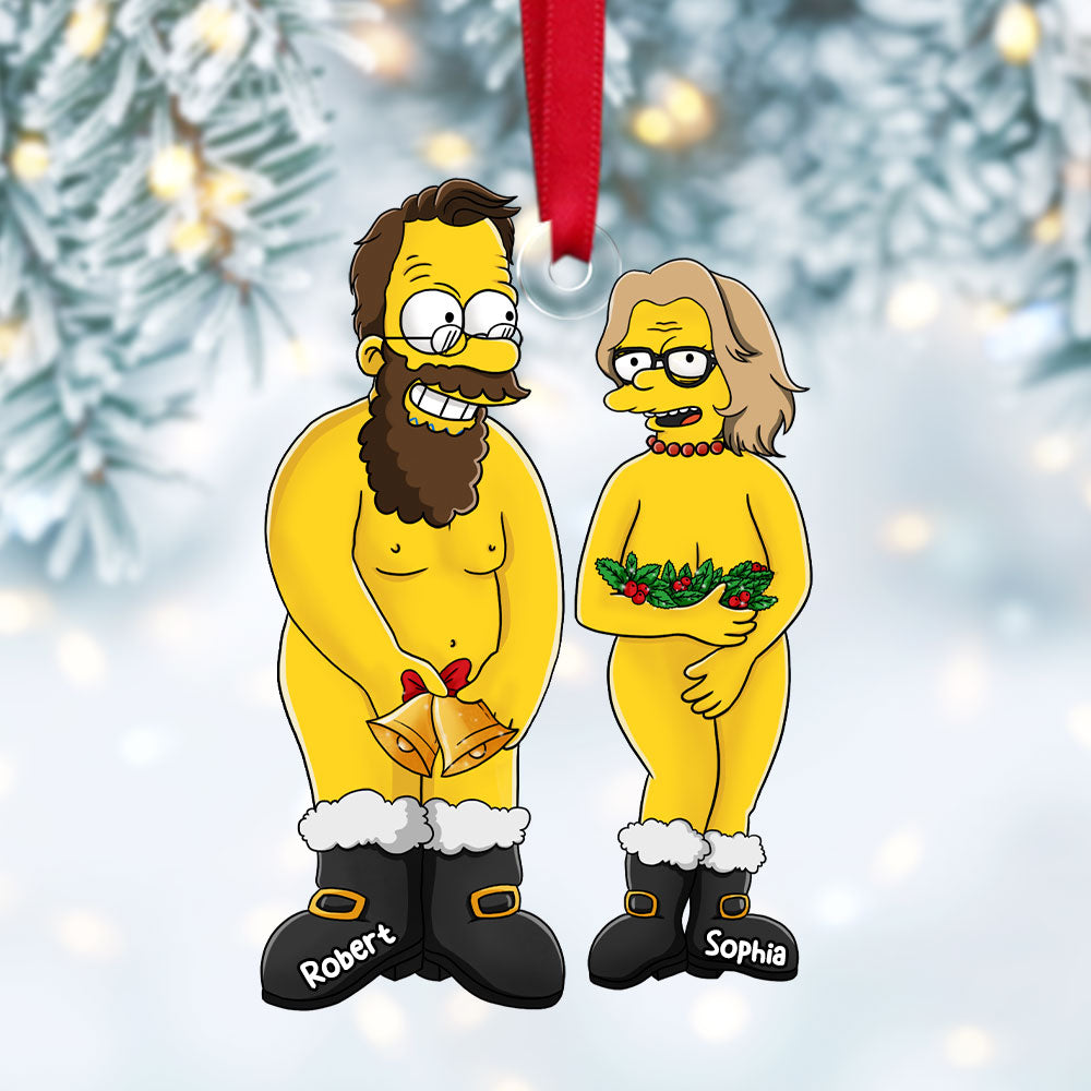 Funny Personalized Cartoon Couple Christmas Ornament - Unique Holiday Decor & Valentine's Day Gifts Ornament PopCulturePrints