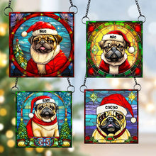 Load image into Gallery viewer, Personalized Pug Dog Christmas Suncatcher Ornament - Festive Gifts for Dog Lovers
