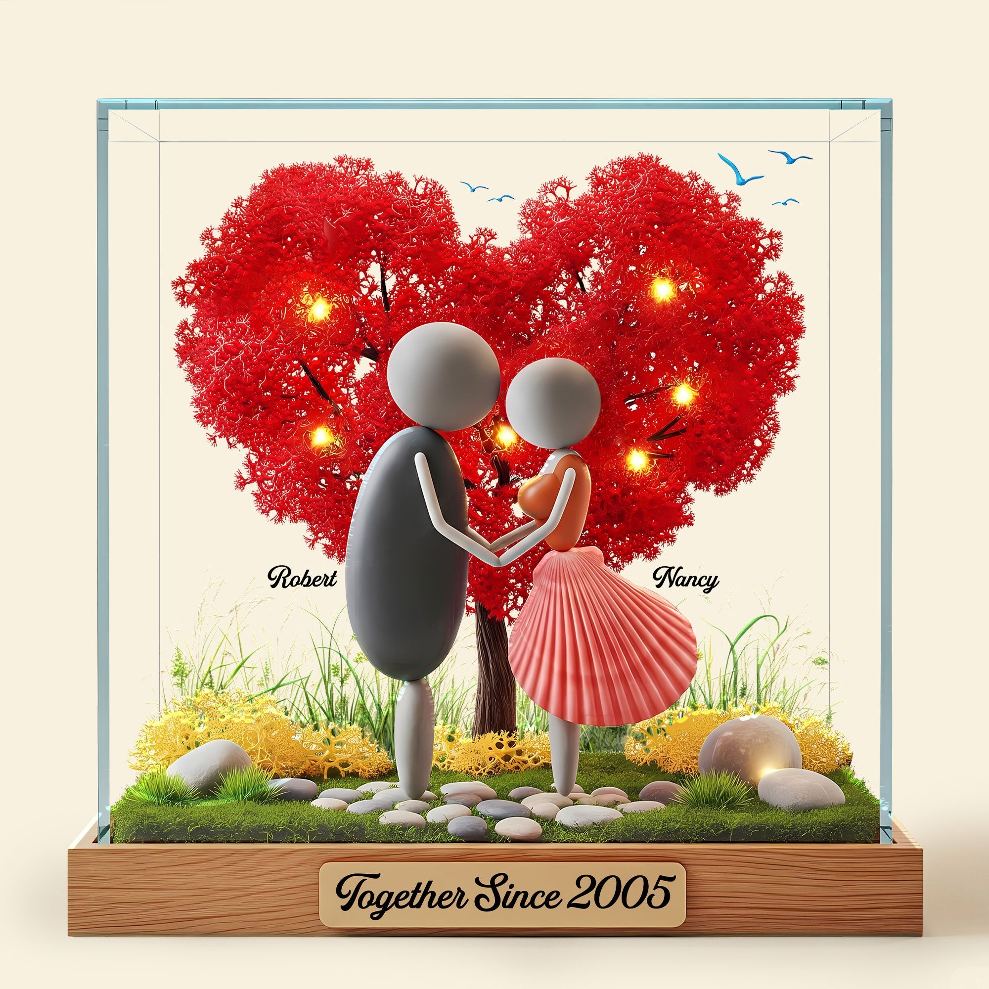 Together Since 2005 - Personalized Pebble Couple Plaque Shaped Plaques PopCulturePrints