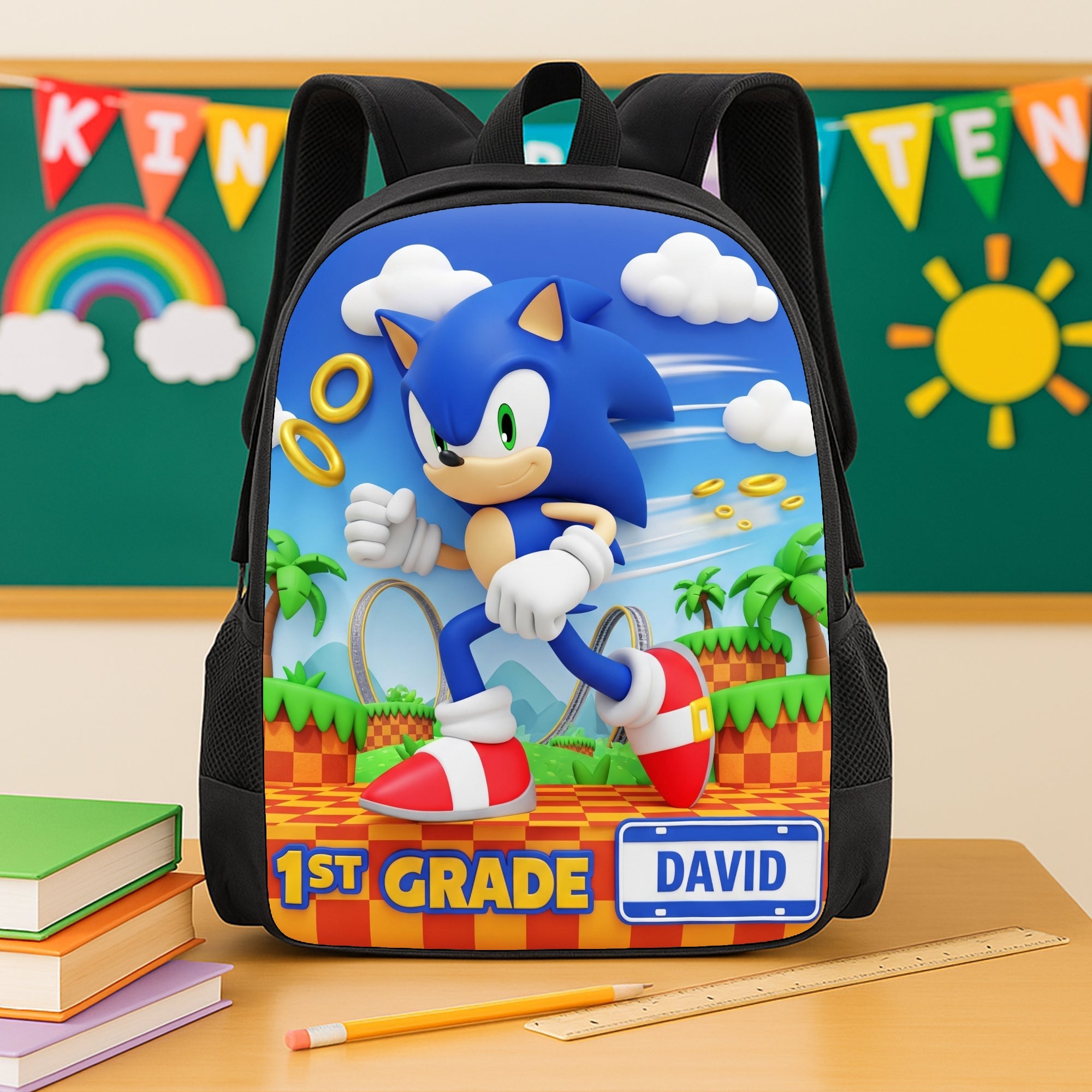 “Speed into Adventure!” Personalized Power Up Characters School Bag for Kids - Ideal Custom Gift for Birthdays and Back to School Backpack PopCulturePrints