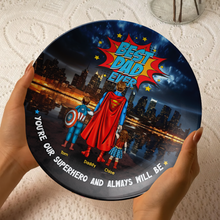 Load image into Gallery viewer, You&#39;re Our Superhero - Best Dad Ever Ceramic Round Plate - Personalized Gift for Dad, Grandpa, and Father Figures Ceramic Round Plate PopCulturePrints
