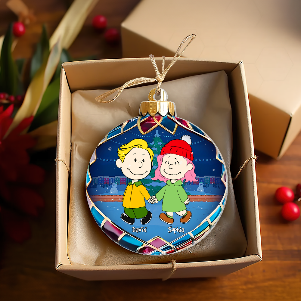 Custom Cartoon Couple Christmas Ornament