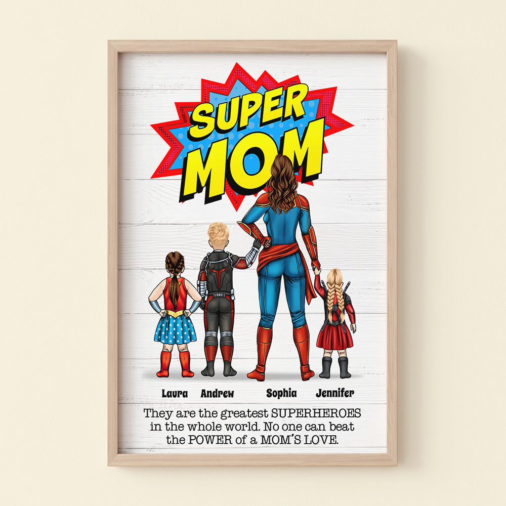 Custom Super Mom Canvas Print - Personalized Family Heroes Poster & Canvas PopCulturePrints