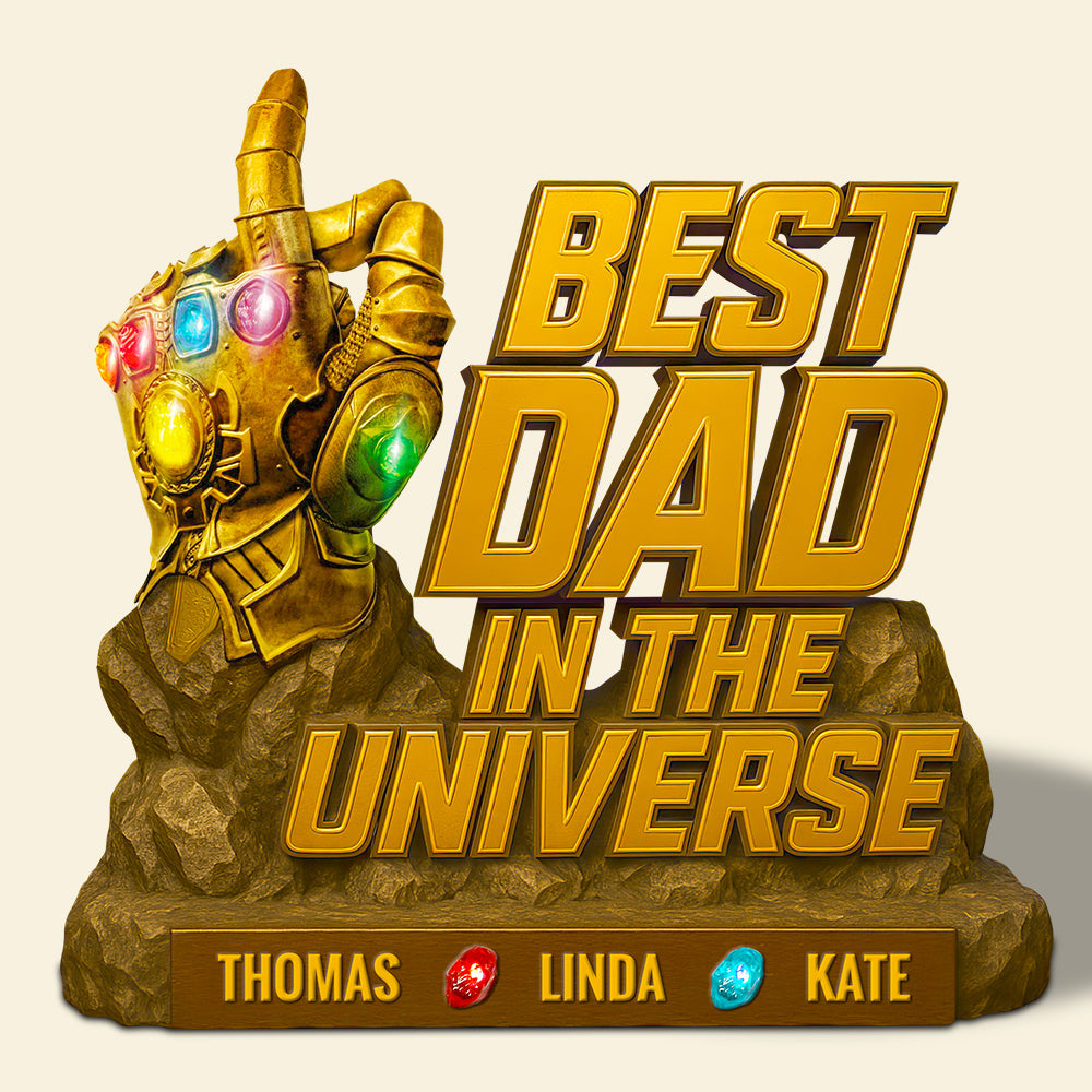 Best Dad in the Universe - Personalized Thunder Dad Acrylic Plaque Gift Shaped Plaques PopCulturePrints