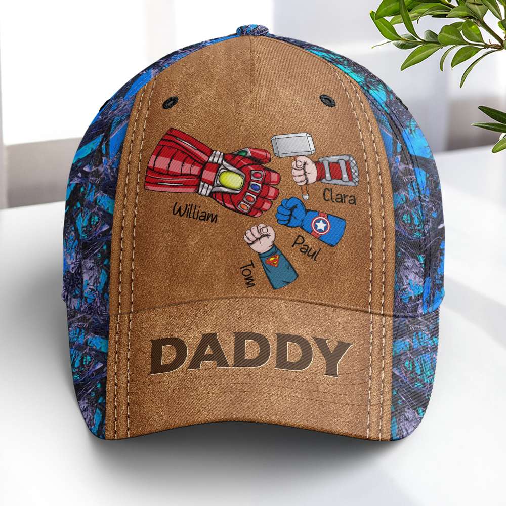 Personalized Superhero Dad Cap - Custom Name Gifts