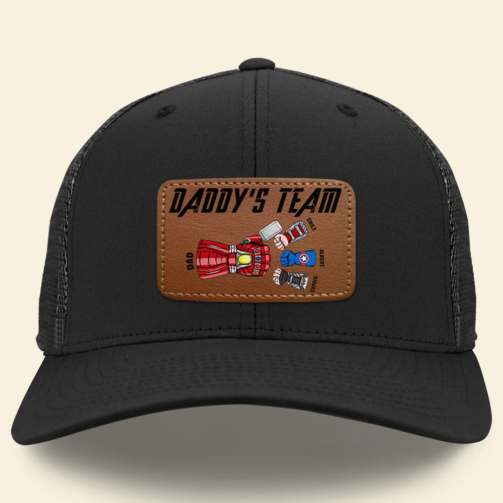 Custom Dad's Team Leather Patch Cap - Personalized Gift