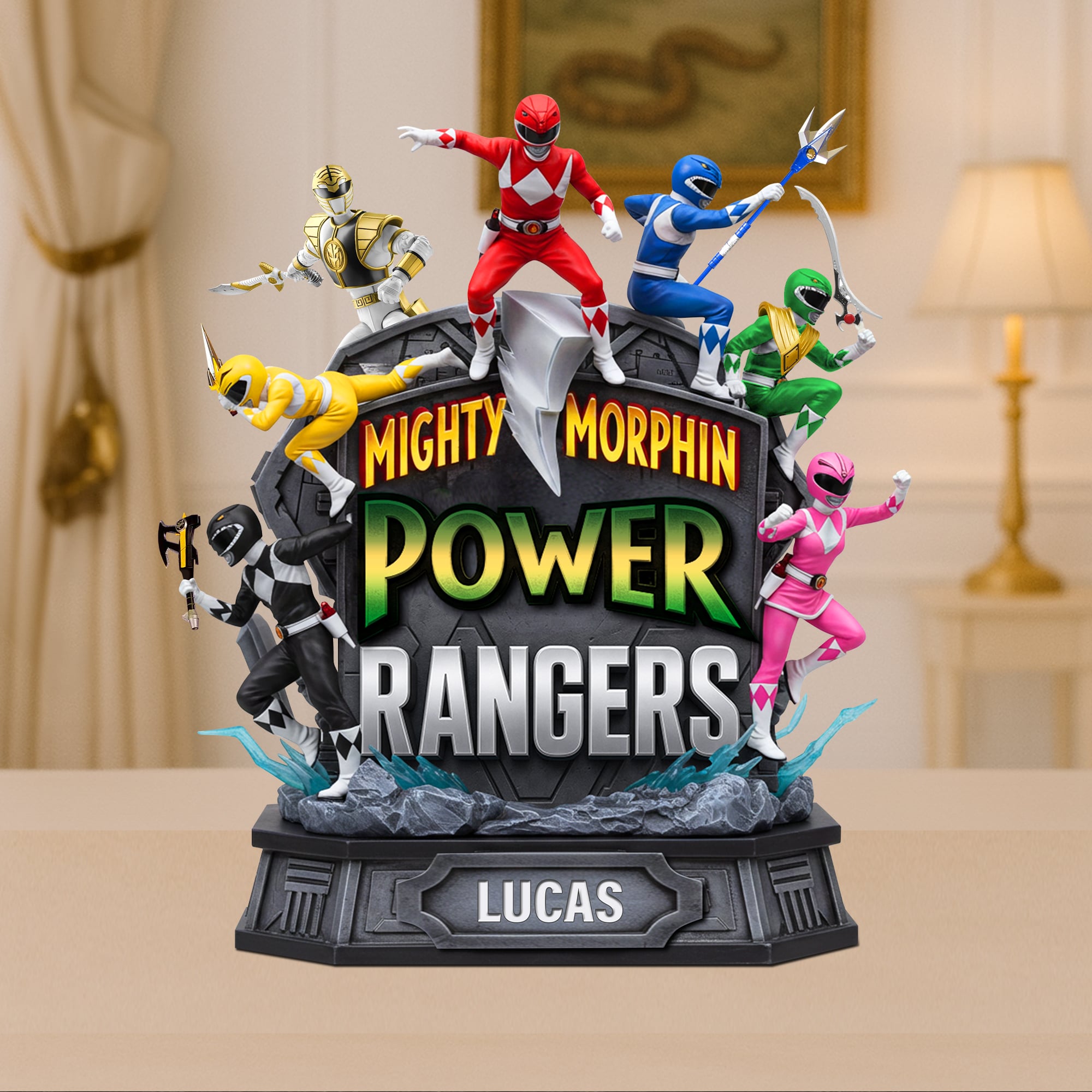 Unite Your Power Squad - Personalized Power Rangers Plaque for Movie Fans Shaped Plaques PopCulturePrints