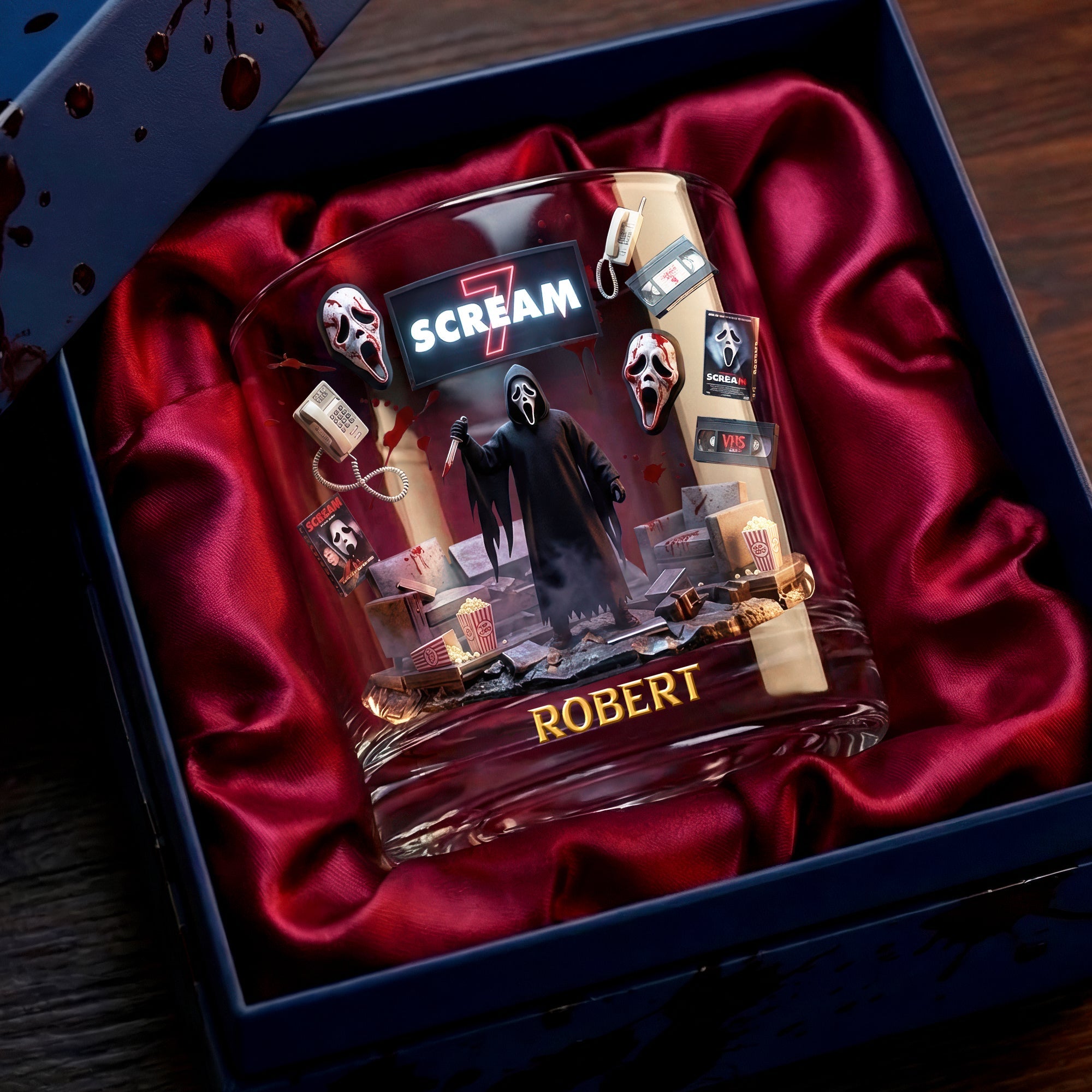 Unleash Your Fear with a Personalized Horror Movie Round Glass - Perfect Gift for Horror Lovers Glass PopCulturePrints