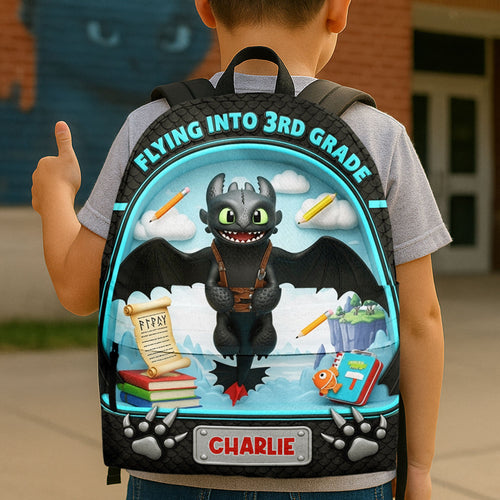 Flying Into 3rd Grade - Cute Personalized Backpack for Kids Backpack PopCulturePrints