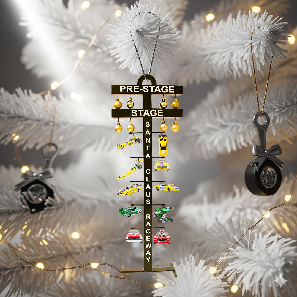 “Rev Up Your Holiday Spirit!” Racing Christmas Tree Ornament - Personalized Gift for Car Lovers Ornament PopCulturePrints