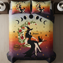 Load image into Gallery viewer, &quot;Embrace the Magic of Autumn - Mabon Witch Moon Quilt Bed Set&quot; - Personalized Gift for Wiccans, Perfect for Halloween and Cozy Nights Blanket PopCulturePrints
