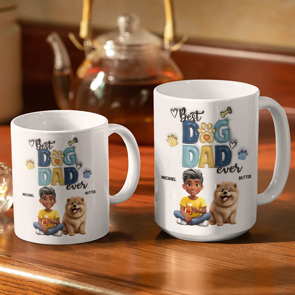Best Dog Dad Ever - Personalized White Edge-to-Edge Mug Mug PopCulturePrints