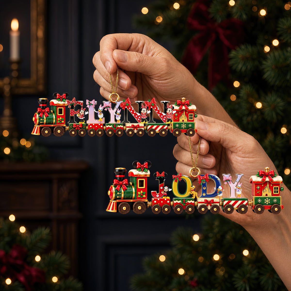 Merry Little Alphabet Train Acrylic Ornament - Customizable Gift for Kids and Family