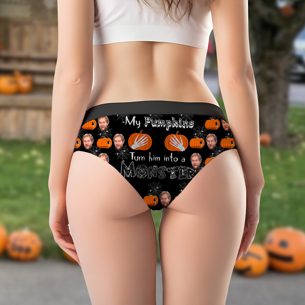 Custom Halloween Pumpkin & Bone Themed Couple's Boxers and Briefs