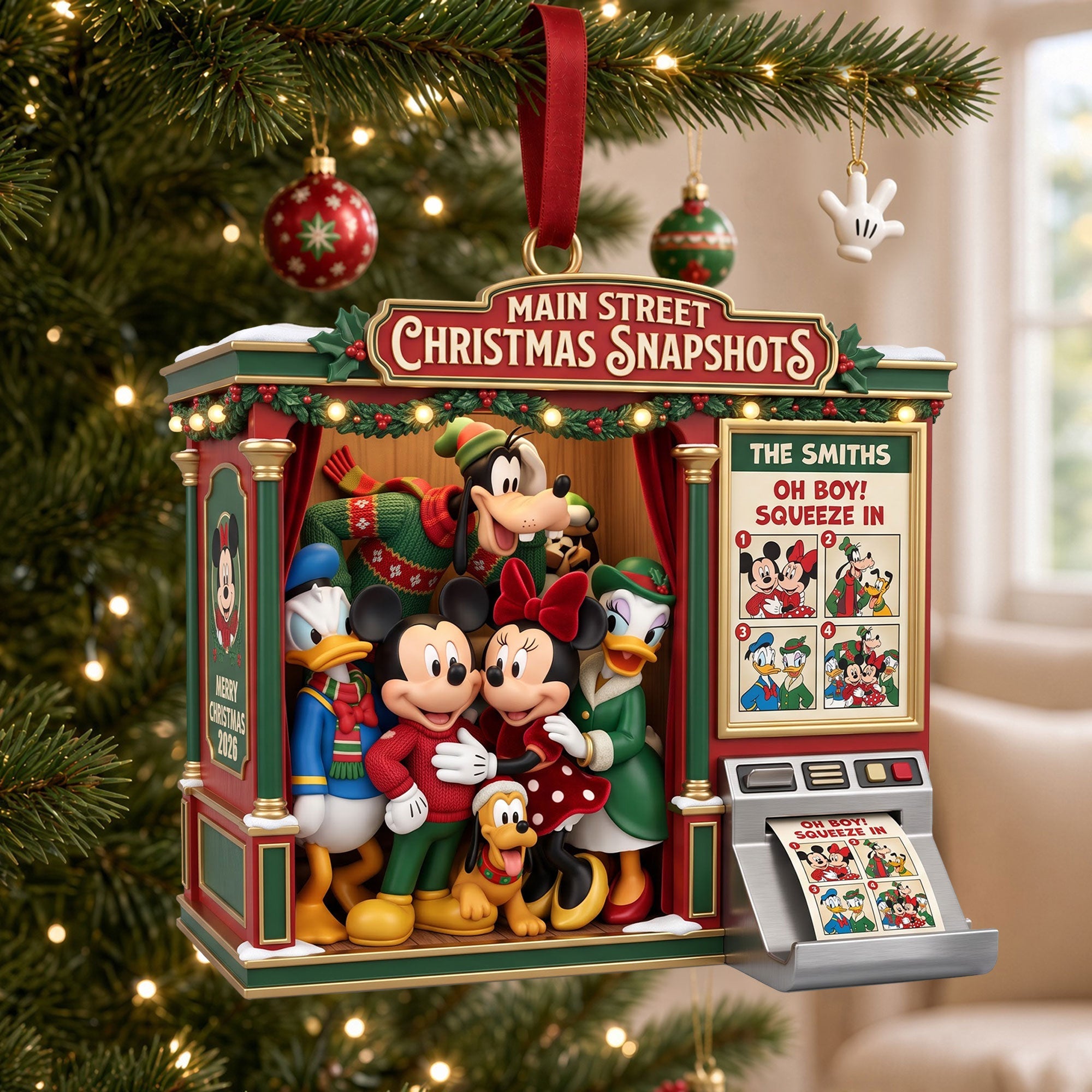 "Capture the Magic of Christmas!" - Festive Crew Photo Booth Acrylic Ornament - Personalized Gift for Family and Friends