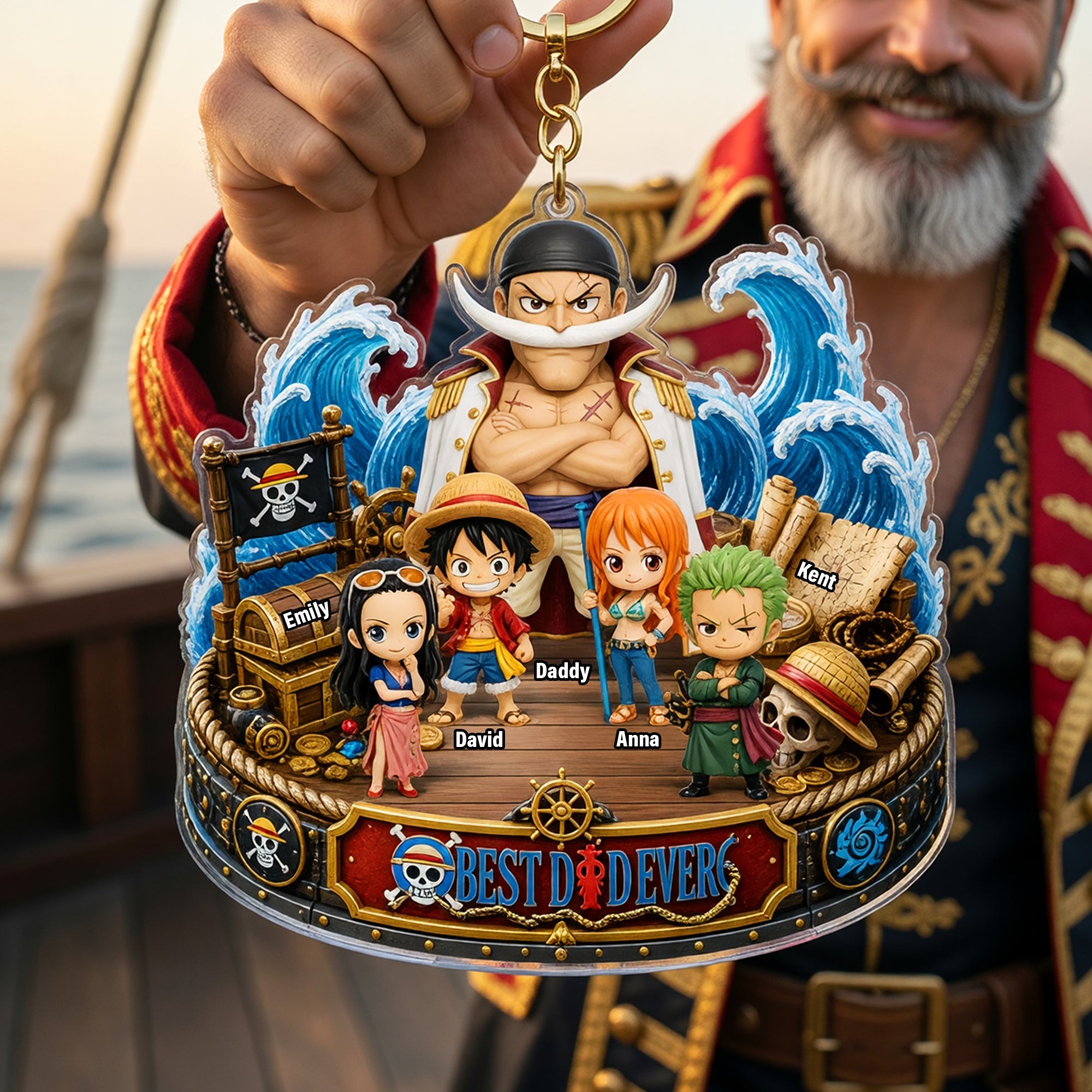 “The Best Dad Ever on an Epic Sea Adventure” - Personalized Keychain Gift for Dads, Grandpa, and Fathers Keychains PopCulturePrints