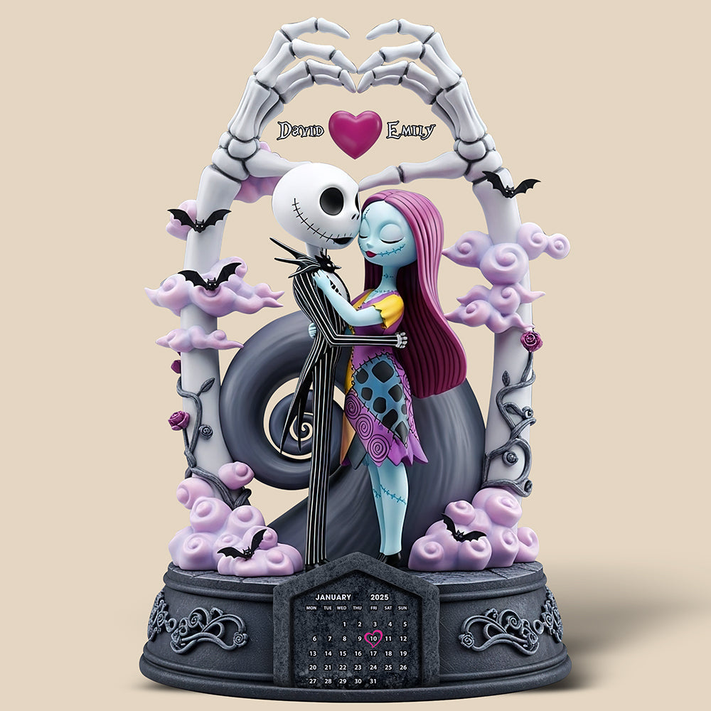 Spooky Love: A Heartfelt Embrace - Personalized Acrylic Plaque for Couples Shaped Plaques PopCulturePrints