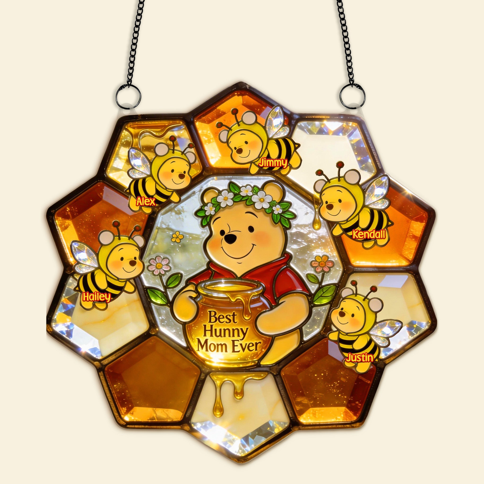Best Hunny Mom Suncatcher - Personalized Gift for Mom, Grandma, and Loved Ones Ornament PopCulturePrints