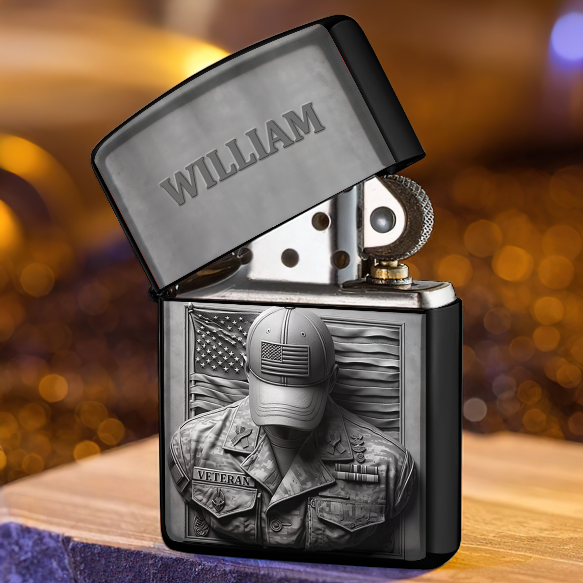 Honor Their Service - Personalized Patriot Veteran Lighter - Custom Gift for Veterans, Friends, Family Lighter PopCulturePrints