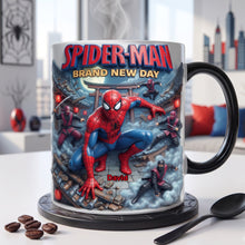 Load image into Gallery viewer, “Every Day is a New Adventure” - Personalized Warrior Fresh Start Magic Mug - Custom Gift for Spider-Man Fans

