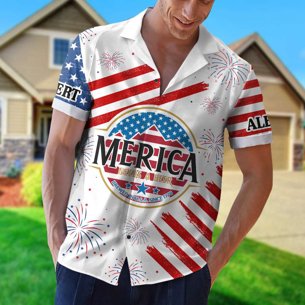 Personalized Patriotic Hawaiian Shirt for Dad Hawaiian Shirts PopCulturePrints