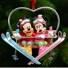 Load image into Gallery viewer, I Love You to the Mountain and Back - Cute Skiing Couple Acrylic Ornament Ornament PopCulturePrints
