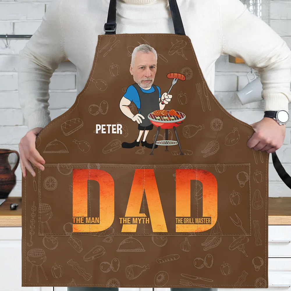 "The Man The Myth The Grill Master" - Custom Personalized Apron - Perfect Gift for Dad and Grandpa Apron PopCulturePrints