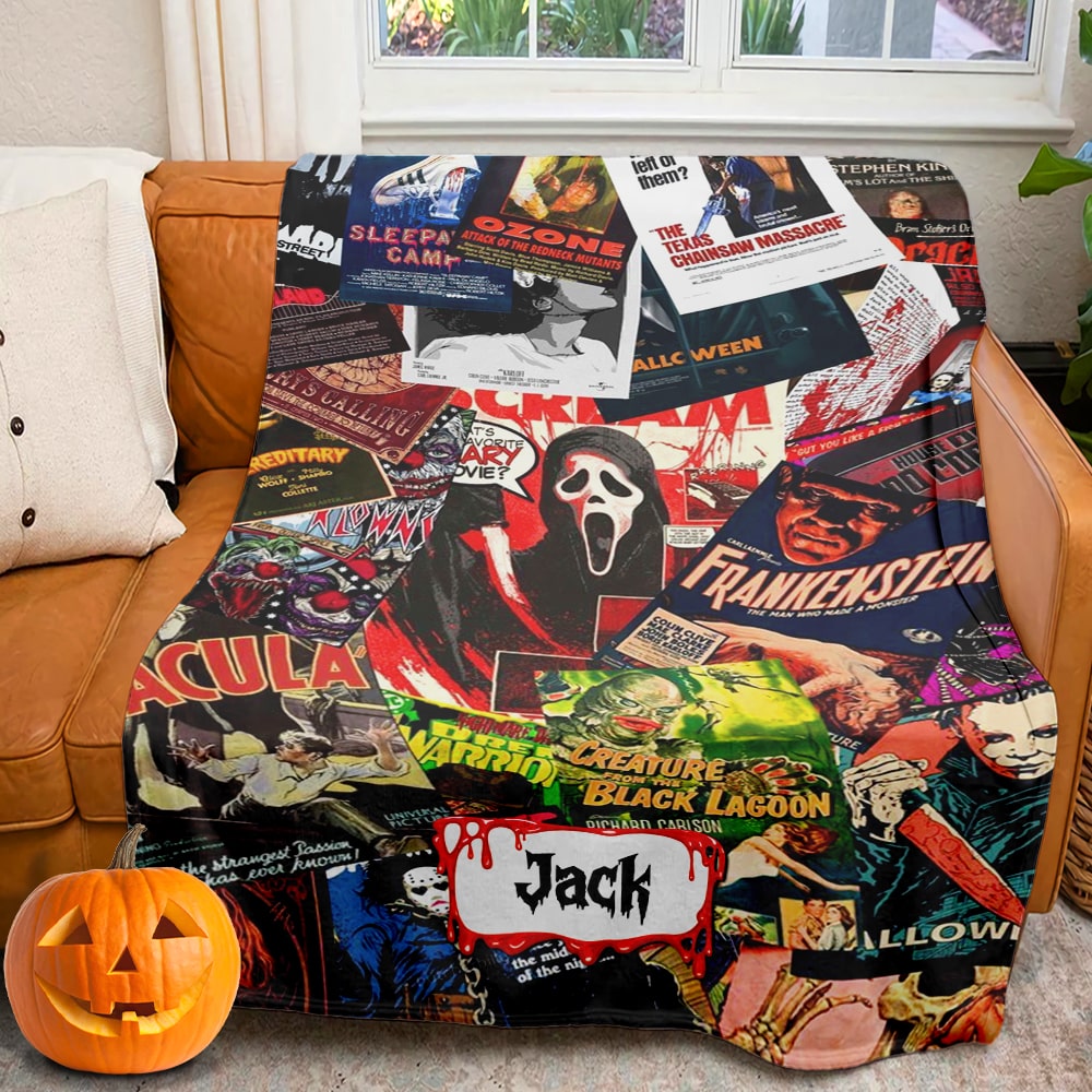 Personalized Horror Movie Characters Blanket - Perfect Halloween Gift for Horror Fans