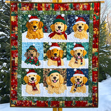 Load image into Gallery viewer, Golden Retriever Christmas Quilt Bed Set for Dog Lovers Blanket PopCulturePrints
